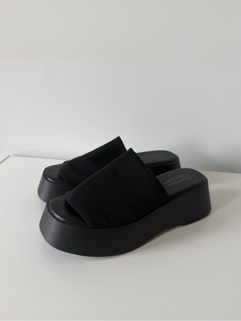 Call it Spring Black Platform Slide Sandals - Picture 1 of 7